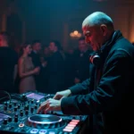 DJ professionnel derrière une console Pioneer lors d'une soirée privée haut de gamme
