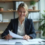 Femme d'affaires organisée dans un bureau lumineux