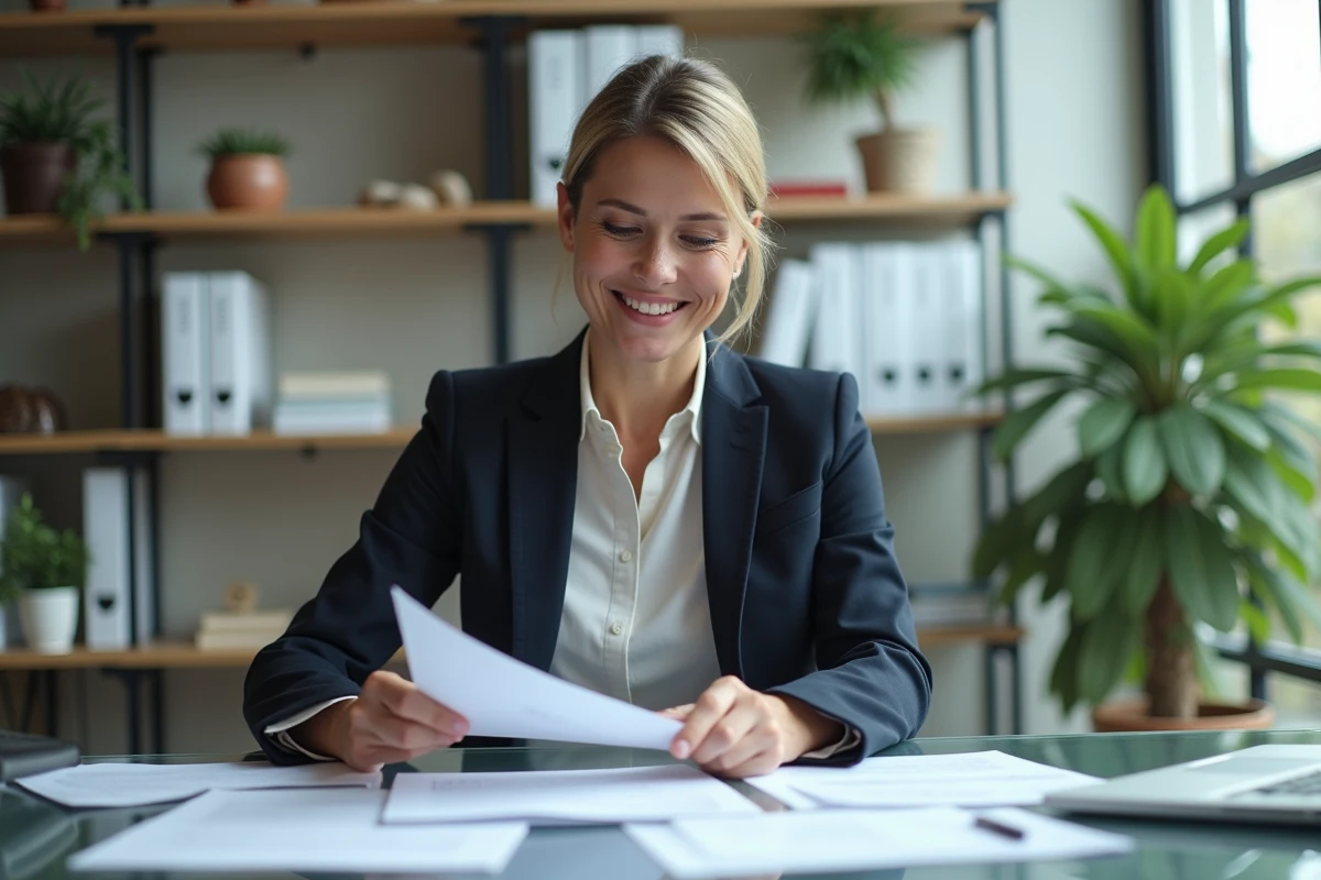 Femme d'affaires organisée dans un bureau lumineux